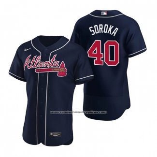 Camiseta Beisbol Hombre Atlanta Braves Mike Soroka Autentico Alterno 2020 Azul