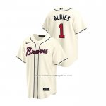 Camiseta Beisbol Hombre Atlanta Braves Ozzie Albies 2020 Replica Alterno Crema