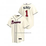 Camiseta Beisbol Hombre Atlanta Braves Ozzie Albies 2020 Replica Alterno Crema