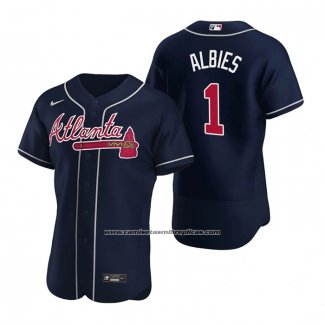 Camiseta Beisbol Hombre Atlanta Braves Ozzie Albies Autentico Alterno 2020 Azul