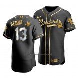 Camiseta Beisbol Hombre Atlanta Braves Ronald Acuna Jr. Autentico 2020 Alterno Azul