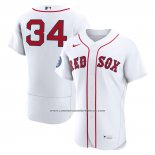 Camiseta Beisbol Hombre Boston Red Sox David Ortiz Primera Autentico Retirado 2022 Parche Salon de la Fama Blanco