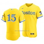 Camiseta Beisbol Hombre Boston Red Sox Dustin Pedroia 2021 City Connect Autentico Oro