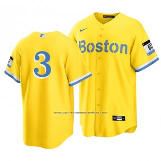 Camiseta Beisbol Hombre Boston Red Sox Jonathan Arauz 2021 City Connect Replica Oro