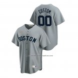 Camiseta Beisbol Hombre Boston Red Sox Personalizada Cooperstown Collection Road Gris