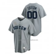 Camiseta Beisbol Hombre Boston Red Sox Personalizada Cooperstown Collection Road Gris