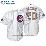 Camiseta Beisbol Hombre Chicago Cubs 20 Matt Szczur Blanco Oro Cool Base