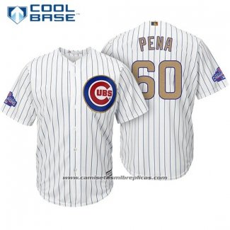 Camiseta Beisbol Hombre Chicago Cubs 60 Felix Pena Blanco Oro Cool Base