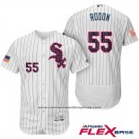 Camiseta Beisbol Hombre Chicago White Sox 2017 Estrellas Y Rayas 55 Carlos Rodon Blanco Flex Base