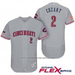 Camiseta Beisbol Hombre Cincinnati Reds 2017 Estrellas Y Rayas 2 Zack Cozart Gris Flex Base Camiseta Beisbol Hombre Cincinnati Reds 2017 Estrellas Y Rayas 2 Zack Cozart Gris Flex Base