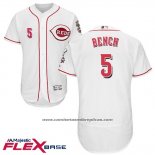 Camiseta Beisbol Hombre Cincinnati Reds 5 Johnny Bench Autentico Collection Flex Base Blanco