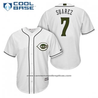 Camiseta Beisbol Hombre Cincinnati Reds 7 Eugenio Suarez Blanco 2018 Alterno Cool Base