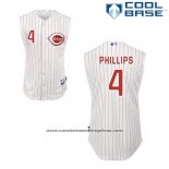 Camiseta Beisbol Hombre Cincinnati Reds Brandon Phillips 4 Blanco Vest Style Cool Base