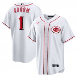 Camiseta Beisbol Hombre Cincinnati Reds NO 1 Groom Primera Replica Blanco