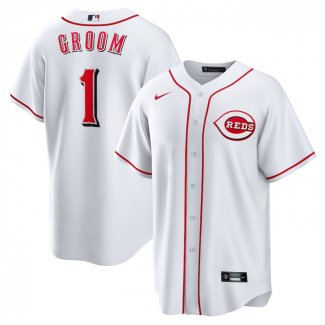 Camiseta Beisbol Hombre Cincinnati Reds NO 1 Groom Primera Replica Blanco