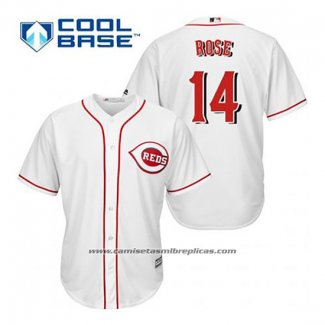 Camiseta Beisbol Hombre Cincinnati Reds Pete Rose 14 Blanco Primera Cool Base