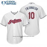 Camiseta Beisbol Hombre Cleveland Indians 2017 Estrellas y Rayas 10 Edwin Encarnacion Blanco Cool Base