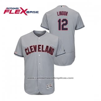 Camiseta Beisbol Hombre Cleveland Indians Francisco Lindor Flex Base Gris