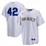 Camiseta Beisbol Hombre Colorado Rockies 2025 Jackie Robinson Day Primera Replica Blanco