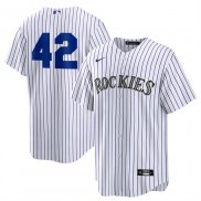 Camiseta Beisbol Hombre Colorado Rockies 2025 Jackie Robinson Day Primera Replica Blanco