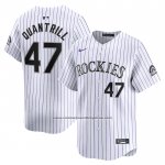 Camiseta Beisbol Hombre Colorado Rockies Cal Quantrill Primera Limited Blanco Camiseta Beisbol Hombre Colorado Rockies Cal Quantrill Primera Limited Blanco