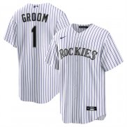 Camiseta Beisbol Hombre Colorado Rockies NO 1 Groom Primera Replica Blanco