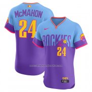 Camiseta Beisbol Hombre Colorado Rockies Ryan McMahon 2025 City Connect Elite Azul Violeta