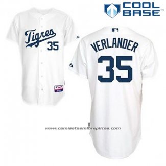Camiseta Beisbol Hombre Detroit Tigers Justin Verlander 35 Blanco Los Tigres Cool Base