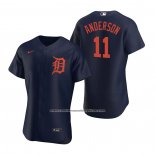 Camiseta Beisbol Hombre Detroit Tigers Sparky Anderson Autentico Alterno 2020 Azul