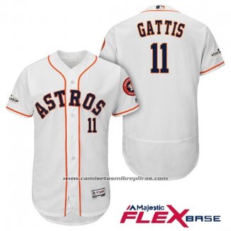 Camiseta Beisbol Hombre Houston Astros 2017 Postemporada Evan Gattis Blanco Flex Base