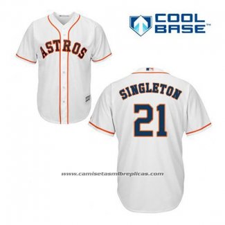 Camiseta Beisbol Hombre Houston Astros Jon Singleton 21 Blanco Primera Cool Base