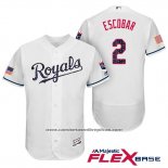Camiseta Beisbol Hombre Kansas City Royals 2017 Estrellas y Rayas Alcides Escobar Blanco Flex Base
