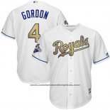 Camiseta Beisbol Hombre Kansas City Royals Campeones 4 Alex Gordon Cool Base Oro