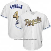 Camiseta Beisbol Hombre Kansas City Royals Campeones 4 Alex Gordon Cool Base Oro