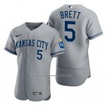 Camiseta Beisbol Hombre Kansas City Royals George Brett 2022 Autentico Gris