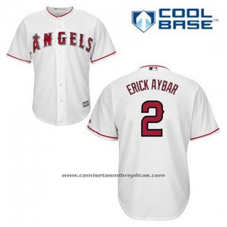 Camiseta Beisbol Hombre Los Angeles Angels Erick Aybar 2 Blanco Primera Cool Base