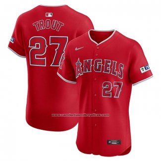 Camiseta Beisbol Hombre Los Angeles Angels Mike Trout Alterno Elite Rojo