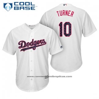 Camiseta Beisbol Hombre Los Angeles Dodgers 2017 Estrellas y Rayas Justin Turner Blanco Cool Base