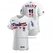 Camiseta Beisbol Hombre Los Angeles Dodgers A.j. Pollock 2020 Stars & Stripes 4th of July Blanco