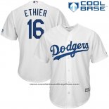 Camiseta Beisbol Hombre Los Angeles Dodgers Andre Ethier Blanco Cool Base