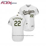 Camiseta Beisbol Hombre Los Angeles Dodgers Clayton Kershaw 2018 Dia de los Caidos Flex Base Blanco