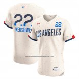 Camiseta Beisbol Hombre Los Angeles Dodgers Clayton Kershaw 2025 City Connect Elite Crema