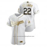 Camiseta Beisbol Hombre Los Angeles Dodgers Clayton Kershaw Golden Edition Autentico Blanco