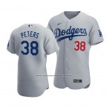 Camiseta Beisbol Hombre Los Angeles Dodgers Dj Peters Autentico Alterno Gris