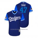 Camiseta Beisbol Hombre Los Angeles Dodgers Jt Chargois 2018 LLWS Players Weekend Shag Azul
