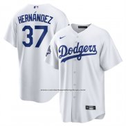 Camiseta Beisbol Hombre Los Angeles Dodgers Teoscar Hernandez Campeones Serie Mundial 2025 Primera Replica Blanco