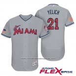 Camiseta Beisbol Hombre Miami Marlins 2017 Estrellas y Rayas Christian Yelich Gris Flex Base