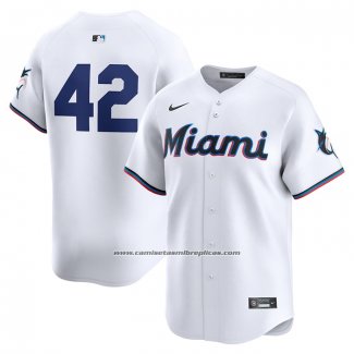 Camiseta Beisbol Hombre Miami Marlins 2024 Jackie Robinson Day Primera Limited Blanco