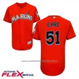 Camiseta Beisbol Hombre Miami Marlins 51 Ichiro Suzuki Alterno Fire Rojo Flex Base Autentico Collection