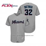 Camiseta Beisbol Hombre Miami Marlins Derek Dietrich Flex Base Autentico Collection Road 2019 Gris